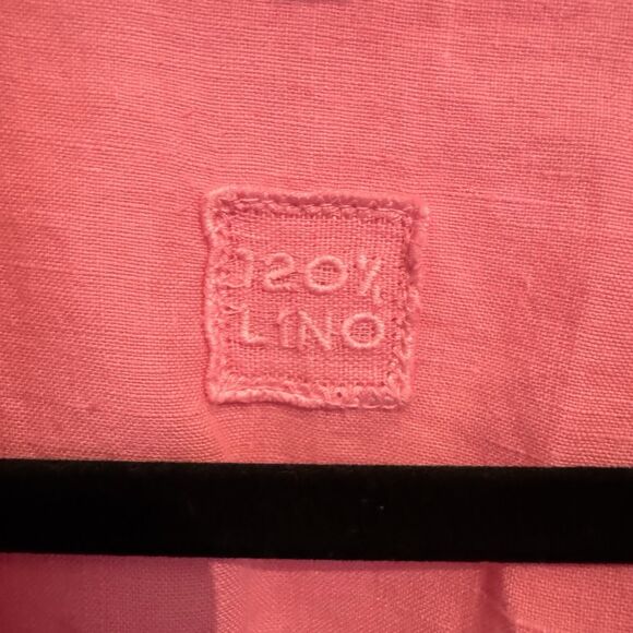 120 LINO 100% Linen Eyelet Detail ShirtDress pink 2061tn - Picture 7 of 7